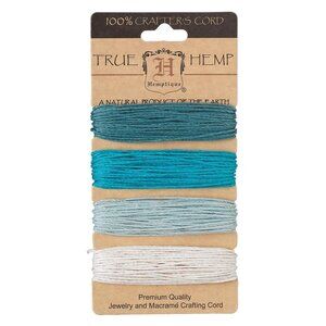 Organic Hemp Variety Pack Jewelry Craft Cord 4 Colors Shades of Blue with White